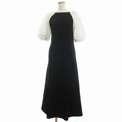 ミラオーウェン Mila Owen 美品 22SS 袖パフドッキングワンピース ニット ロング 半袖 1 黒 ブラック