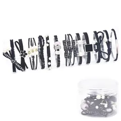 【迅速発送】ヘアゴム 大人 髪ゴム 12点セット 髪留め おしゃれ おとな シンプル プレスレット 上品 かわいい (ブラックBタイプ)