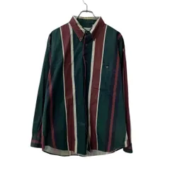 Bugle Boy Company 長袖シャツ L グリーン レッド ビューグル ボーイ カンパニー ストライプ ボタンダウン 古着卸 アメリカ仕入 a708-5247