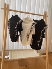 トレーナー　Tシャツ　ギンガムチェック　フリル　犬服　ペットウェア　ペット服　ペット用品　可愛い