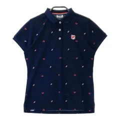 サイズ：M FILA GOLF フィラゴルフ  半袖ポロシャツ 総柄 ネイビー系 [240101456688] ゴルフウェア レディース ストスト