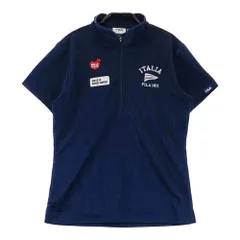 サイズ：L FILA GOLF フィラゴルフ  ハーフジップ半袖Tシャツ 総柄 ネイビー系 [240101503701] ゴルフウェア レディース ストスト