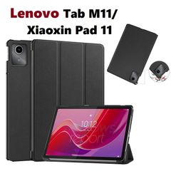 Lenovo Tab M11/Xiaoxin Pad 11用 PU革 スマート カバー ケース 三つ折り スタンド機能 自動休眠機能 (ブラック、ネイビー、グレー、レッド、ダークグリーン、ローズゴールド) 6色選択