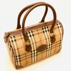 Burberrys　バーバリー　MADE IN ITALY イタリア製　ノバチェック　レザー　ミニ ボストン ハンド バッグ　ベージュ/ブラウン系