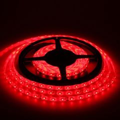 【特価商品】切断可能 防水IP65 白ベース/LED 300連 強力粘着両面テープ 5M 正面発光 高輝度 SMD 12Ｖ 5050 LEDテープライト● (レッド) 短色