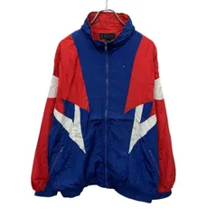 Sportclub ナイロンジャケット L ブルー レッド ホワイト ジップアップ 90's～ 90年代～ スポーティー ライトアウター 秋物 a710-5510