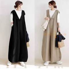 サロペット サロペットパンツ 即購入OK レディース パンツ ワイドパンツ 綿麻 オーバーオール オールインワン ワイド ノースリーブ 無地 ロング ゆったり 体型カバー 春 秋 オフィス 仕事 カジュアル 体型カバー 通学 weixz126