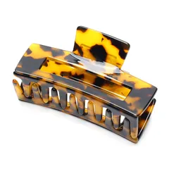 【特価商品】ヘアクリップ しっかりとまる バンズクリップ クリップ ヘアアクセサリー 大人 髪留め 可愛い おしゃれ べっ甲 韓国 中くらい 1本(7.8*4cm Dark QinGoo Tortoise)