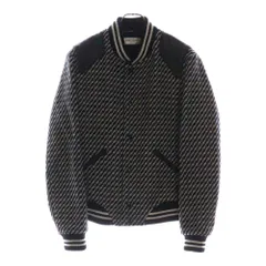 SAINT LAURENT PARIS (サンローランパリ) 総柄 ウールジャケット レザーショルダーブルゾン ブラック/ホワイト 535926 Y916Jのサムネイル