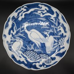 中国美術 染付 魚草紋 皿 φ26cm(P157) - メルカリ