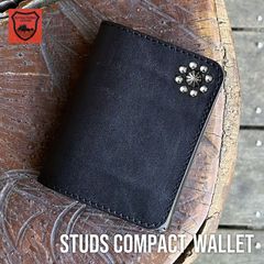 栃木レザー財布 コンパクト財布　コンパクトウォレット スタッズ財布　ミニ財布　日本製  WL001-ST5