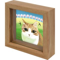 絵画 糸井忠晴 ミニミニボックスフレーム「春にて」 かわいい 猫の絵 アートフレーム 額入り 小さい絵 キャット 壁掛け 卓上 インテリア プレゼント ギフト Cat リビング 玄関 子ども部屋 贈り物 Sサイズ