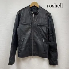 roshell　リアル　レザー　ジャケット　黒　ブラック　本革　ロシェル roshell 革ジャン ライダース リプロダクトレザー 本革 ダブル