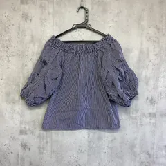 CECIL McBEE  セシルマクビー　オフショルダーブラウス　ブルー×白　レディース　Mサイズ