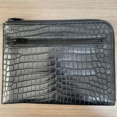 ★ SAINT LAURENT サンローラン クラッチバッグ クロコ型押し レザー クロコダイルエンボス ブラック 黒 セカンドバック パリ