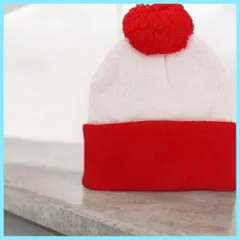 iplusmile ふわふわニット帽赤白帽子ビーニー帽秋冬ハットクリスマス帽子ポンポンボール防寒コスチューム用小物男女兼用