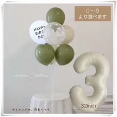 【ナンバーバルーン１個＆ゴム 風船7個（予備付き）セット】数字０～９より選べます　誕生日飾り　バースデーパーティ飾り　くすみカラー　HAPPY BIRTHDAY  デコレーション　100日祝い　記念日　イベント　グリーン系　緑色　男の子　女の子