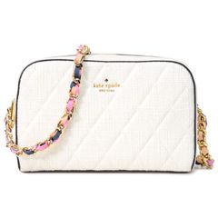 ケイトスペード バッグ katespade ファブリック レザー キルティング ツイード ふわふわ ロゴ ミニ カメラ バッグ チェーン クロスボディ 斜めがけ ショルダーバッグ クリームマルチ KL100