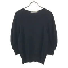 ESTNATION エストネーション 7分袖 クルーネック ニット F ブラック セーター カットソー レディース 古着