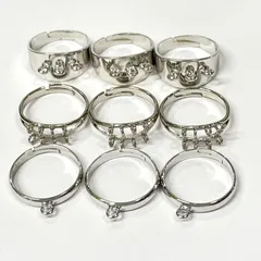 リングパーツ 3種9個セット シルバー メッキ 台座カン付きリング台 指輪 作成 ビーズ キット