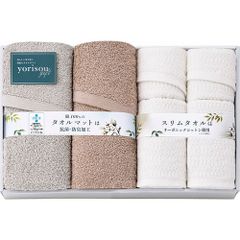[신품] yorisou gift 수건 매트 & 수건 세트 수건 매트 슬림 목욕 수건 슬림 페이스 타월 × 각 2 L9056649