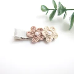 お花ヘアクリップ(アイボリー×ベージュ)