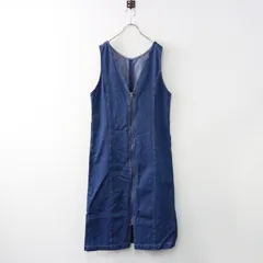 サマンサモスモスブルー Samansa Mos2 SM2 blue デニムVネックジャンパースカート F/ジップアップ タイト 【2400014342086】