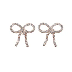 【ピンクゴールド×クリア × ピアス】[Cream dot. クリームドット公式] ピアス レディース 低アレルギーリボン ビジュー 揺れる 大人 上品