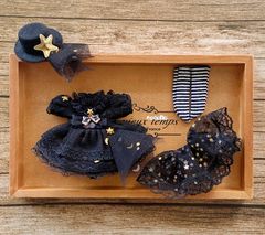 JANAYA ハンドメイド　オビツ11服　黒色レースワンピース　4点セット
