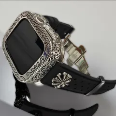 AppleWatchカスタム　フッ素ラバー　バンド　彫刻カバー　ケース　アップルウォッチ用　ベルト　44 45 46 49 SE 　Ultra 110