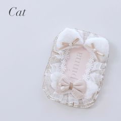 No.19 レースデコ ベージュ ねこ