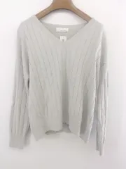 ◇ green label relaxing UNITED ARROWS リネン混 ニット Vネック 長袖 セーター グレー レディース P  【1302180000566】