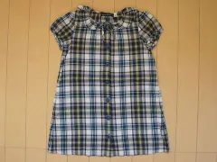 ベベ bebe アウトレット 子供服 女の子 100cm 半袖 ワンピース チェック 白 青 茶 春 夏 ★4 ガールズ 女児 キッズ 【中古】 ユーズド リサイクル 古着