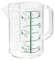 【在庫セール】600ml 日本製 大 目盛り付 熱湯対応 メジャーカップ 持ち手付 かわいい おしゃれ スヌーピー 使いやすい 注ぎやすい 計量カップ 料理用 クリア OSK(オーエスケー) ウッドストック MC-2