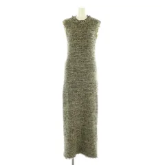 アニュアンス anuans 24SS ブラッシュツイードニットワンピース ロング ノースリーブ フリンジ M ベージュ /MY ■OS ■SH