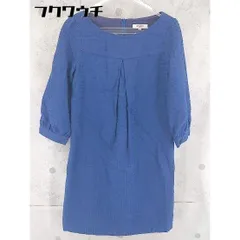 ◇ NATURAL BEAUTY BASIC ナチュラルビューティーベーシック 総柄 七分袖 ミニ ワンピース サイズS ブルー レディース 【中古】 【1102150013639】