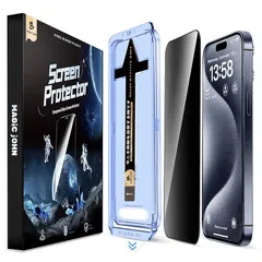【覗き見防止】MAGIC JOHN iPhone 15 Pro ガラスフィルム 2枚セット ガイド枠付き 自動吸着 貼りやすい いphone15pro フィルム 飛散防止 アイフォン15 保護フィルム pro スクラッチ防止 黒縁あり 0