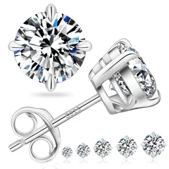 【新品】 KRKC モアサナイト ピアス:計0.6-3.0 カラット S925スターリングシルバー レディース ピアス 人工ダイヤモンド シンプル 普段使い エレガント 人気 金属アレルギー対応 誕生日 ボックス付き シルバー/ゴールド/ブラック 1