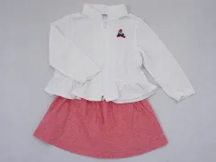 ファミリア familiar アウトレット 子供服 女の子 90cm ベビー服 長袖 ジップアップ 薄手 カーディガン スカート 白 赤 2点 春 夏 ★3 セットアップ ガールズ 女児 キッズ ベビー 【中古】 ユーズド リサイクル