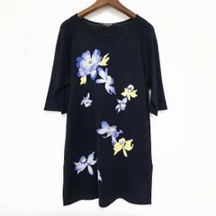 LEONARD レオナール 花柄 チュニック カットソー トップス ネイビー