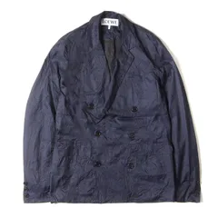 LOEWE ロエベ ジャケット サイズ:46 近年モデル シャーリング加工 レザーパイピング ダブルブレスト 6B テーラードジャケット ネイビー 紺 アウター ブレザー 上着【メンズ】のサムネイル
