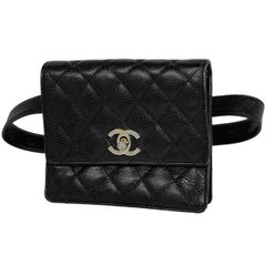 【在庫一掃】 シャネル CHANEL ココマーク ウエストバッグ マトラッセ ウエストポーチ ボディバッグ キャビアスキン ブラック レディース 【中古】