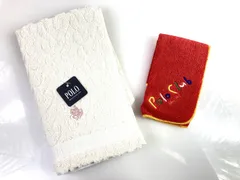 未使用　ポロ　POLO　タオルハンカチ　ハンドタオル　2枚セット　ホワイト系　レッド系　送料無料