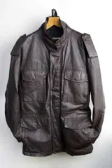 1980年代 WILLABEE&WARD M-65型 レザー ジャケット【M】（【XL】相当）本革 革ジャン 皮ジャン レザージャケット【古着】【中古】【メンズ】男性【レディース】【ヴィンテージ】 【ビンテージ】 アメカジ ブルゾン ジャンパー アウター 黒