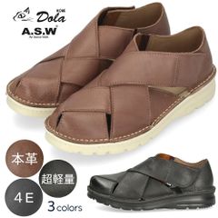 【24.0-25.0cm】本革 グルカシューズ レディース ブラック ブラウン フォレスト カジュアル 靴 軽量 幅広 4E 黒 茶色 日本製 7318 Dola&A.S.W