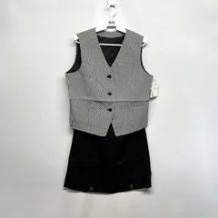 レディーススーツ ベスト スカート 黒 チェック 15号 15AR73 大きいサイズ 事務服☆CTR-53☆