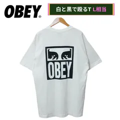 オベイ Tシャツ L相当(表記M) ホワイト OBEY 両面プリント ロゴ グラフィック ストリート アート ユニセックス ゆるだぼ オーバーサイズ ビックシルエット モノトーン Y2K 00s 古着 B917