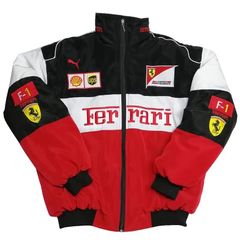 希少 フェラーリ F1 シューマッハ 刺繍 レーシング ナイロンジャケット Ferrari - 【超激レア】フェラーリ レーシングジャケット☆刺繍