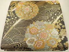 美品] 袋帯正絹箔立涌文様正倉院金礼装略礼装Z1133