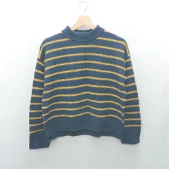 ◇ ⊇ UNIQLO ユニクロ ボーダー 長袖 ニット サイズM ネイビー系 レディース E  【1502060036160】